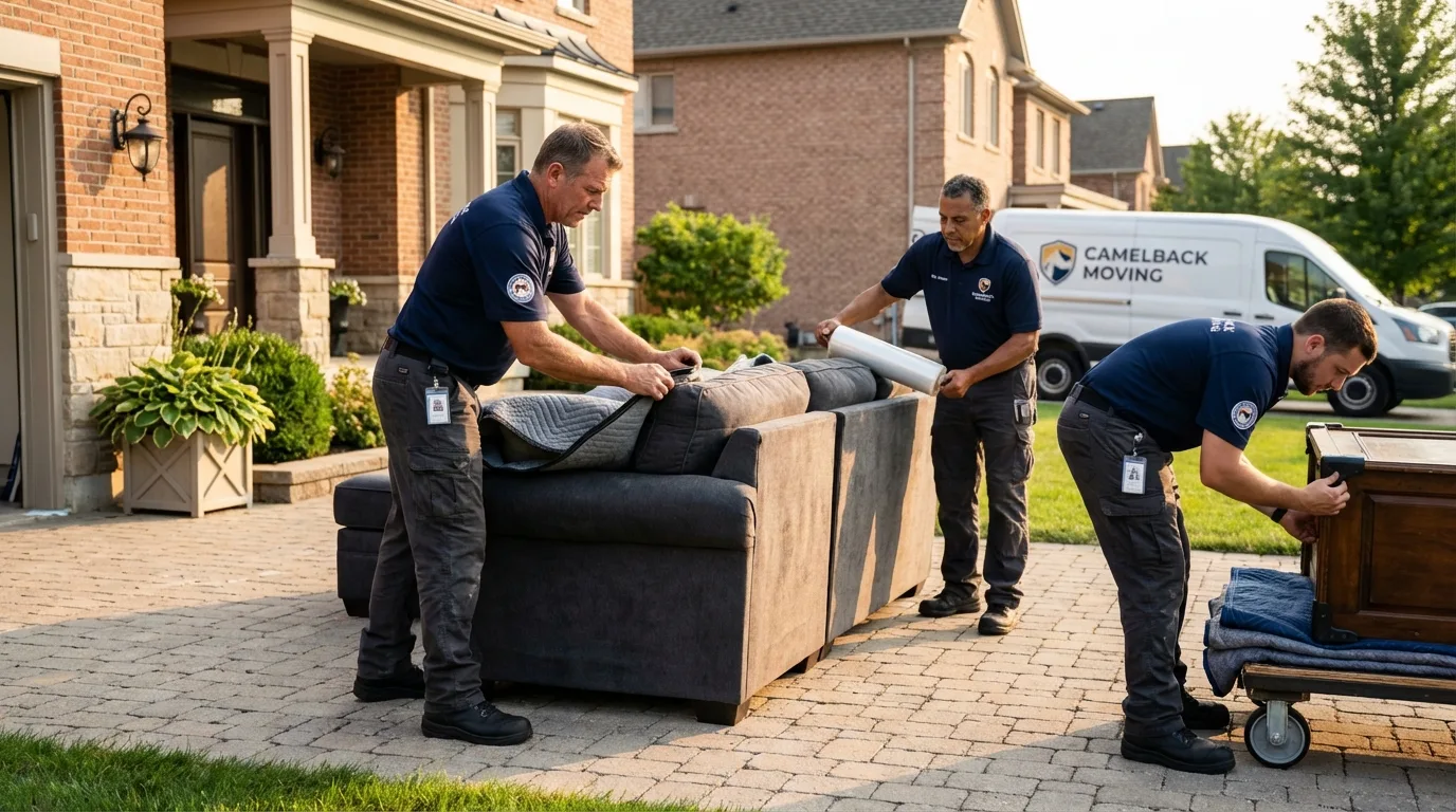Large estate moving crew wrapping furniture in Grantville, GA